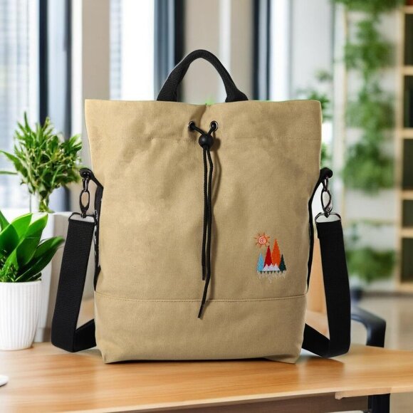 Women Canvas Tote Handbags Casual Shoulder Work Bag Crossbody Bag with Sunshine - Picture 2 of 7